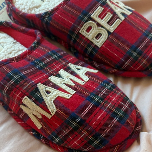 Dearfoams Red Plaid Mama Bear Slippers - Picture 2 of 11
